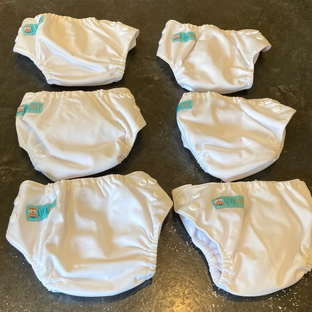Alva Baby white cloth diaper covers - set of 6